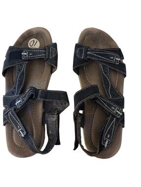 Earth Origins Strappy Sport Sandals Navy Suede Size 10